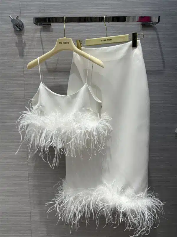 miumiu ostrich fur party dress