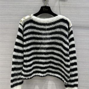 dior black and white striped lightweight sweater