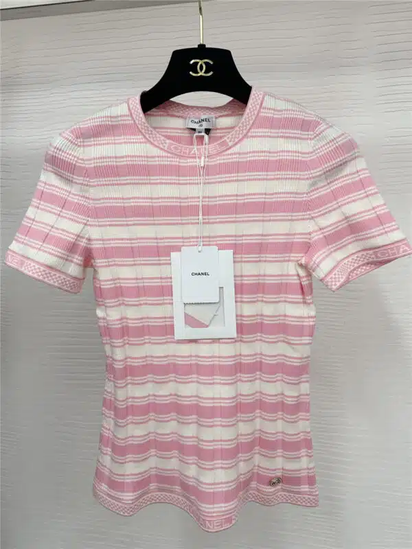 chanel two-color knitted short sleeve