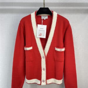 chanel color contrast knitted cardigan