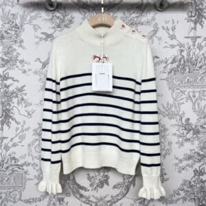 chanel logo cashmere striped sweater