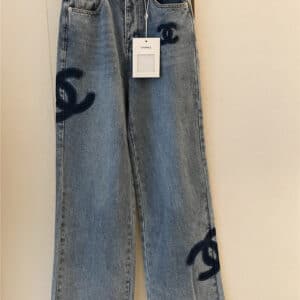 Chanel Logo Blue Straight Jeans