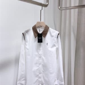 ysl lapel single-breasted long-sleeved cotton shirt