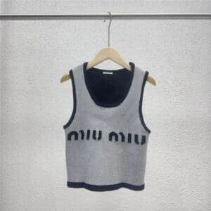 miumiu round neck alphabet vest sweater