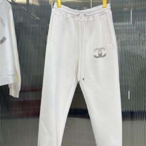 chanel embroidered stud drill drawstring trousers