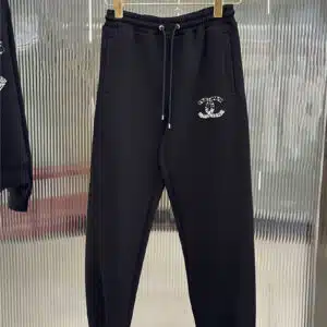 chanel embroidered stud drill drawstring trousers