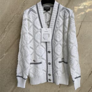 chanel hollow black and white cardigan