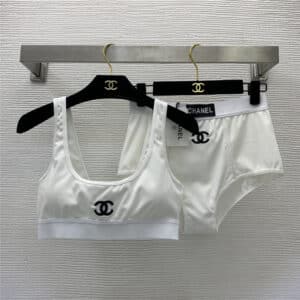 Chanel stretch cotton bikini one piece swimsuit set