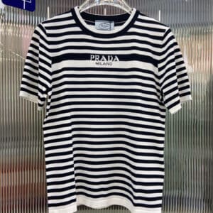 dior striped short sleeve knitted sweater