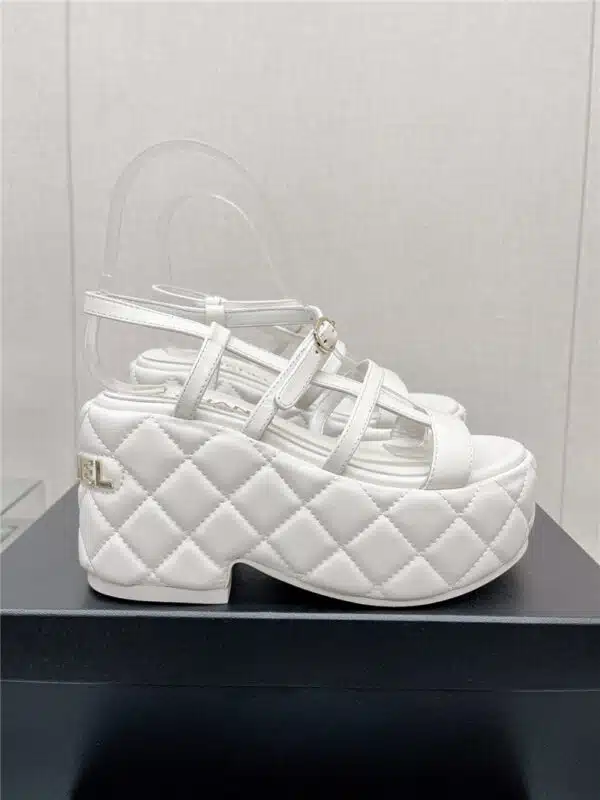 Chanel rhombus water table platform sandals with thin straps