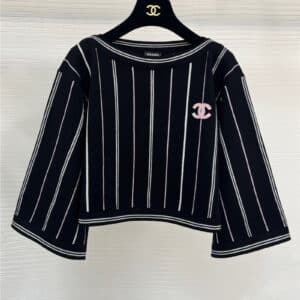 chanel striped cashmere cropped sweater