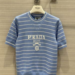 prada classic explosive striped knitted top