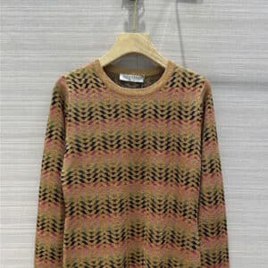 valentino geometric gold thread knitted sweater
