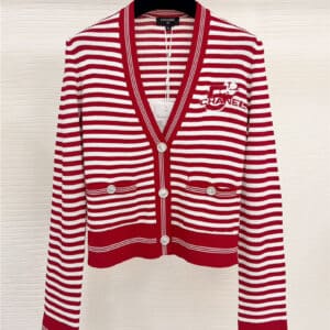 chanel striped knitted cardigan