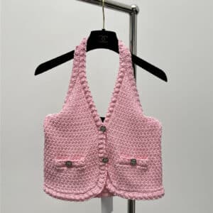 chanel woven design halter neck vest small top