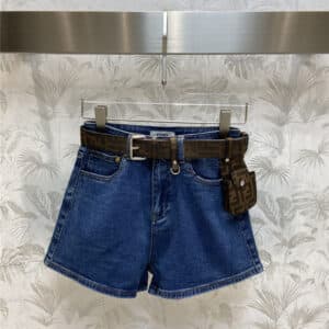 fendi belt bag embellished denim shorts