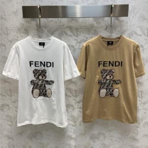 fendi bear graphic embroidered T-shirt