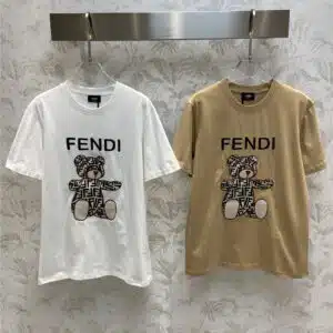 fendi bear graphic embroidered T-shirt