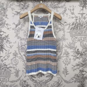 Chanel new rainbow striped knitted vest