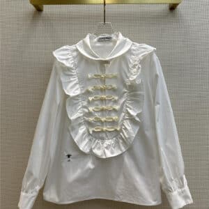 Dior early spring white elegant buckle shirt