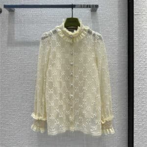 gucci court style embroidered lace shirt
