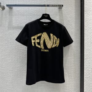fendi logo lace embroidered T-shirt