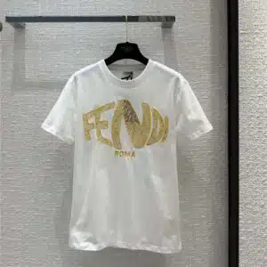 fendi logo lace embroidered T-shirt
