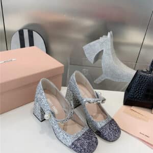 miumiu new stiletto with thick heel Mary Jane