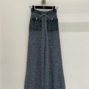 Chanel sequined double pocket wide leg trousers