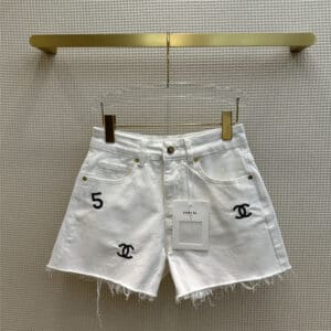 Chanel letter high waist denim shorts