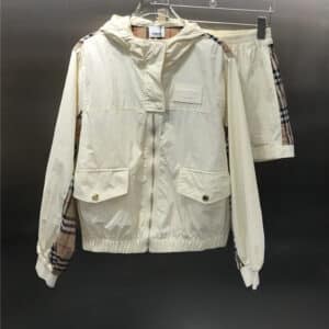 Burberry Hooded Jacket ➕ Elastic Waist Shorts Set