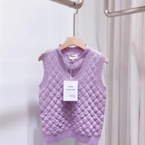 Chanel knit bow tie trim sleeveless vest