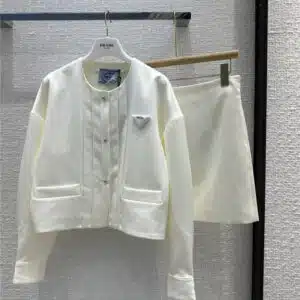 Prada early spring party series white satin suit