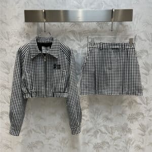 miumiu small plaid mini jacket + skirt