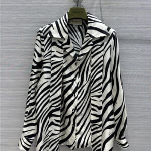 gucci zebra print silk shirt
