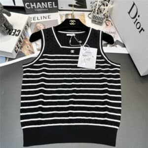 Chanel striped square collar sweet babes vest