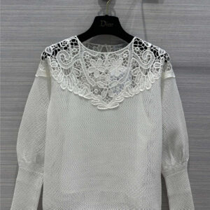 Dior heavy craft chain link cotton linen knitted sweater
