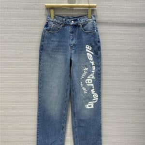 alexander wang printed letter straight jeans
