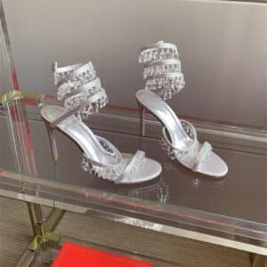rene caovilla crystal pendant heeled sandals