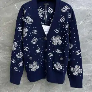 Chanel hollow V-neck embroidery cardigan