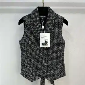 chanel classic black and white pinstripe vest