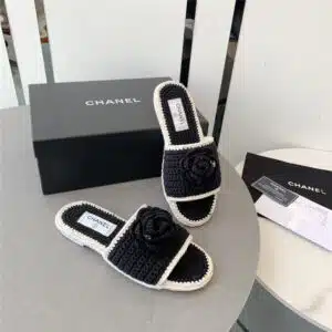 Chanel crochet honey slippers