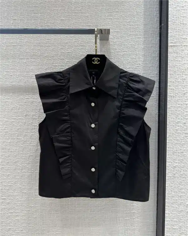 Chanel court style lace design short vest shirt