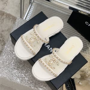 Chanel new silk sheepskin slippers