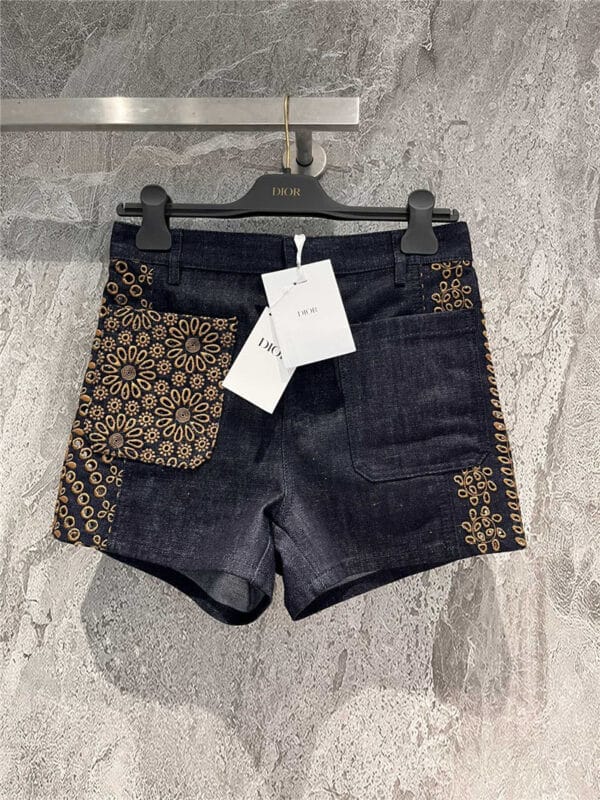 dior embroidered shorts