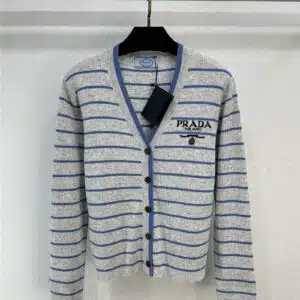 prada striped word embroidered sweater
