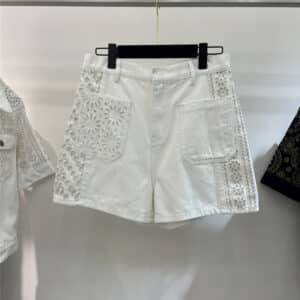 dior embroidered denim shorts