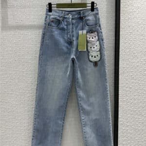 gucci embroidered straight jeans