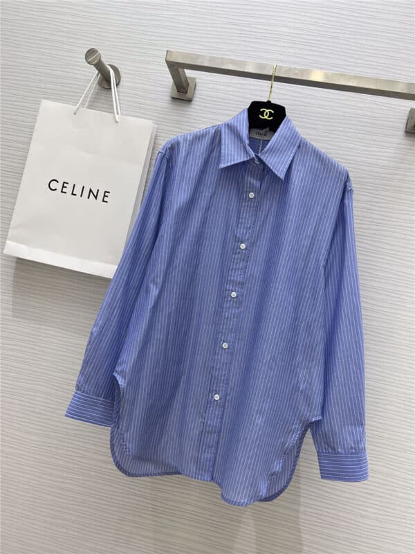 celine striped cotton silk shirt