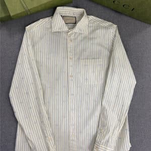 gucci striped shredded cotton shirt